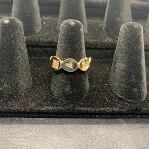 Melinda Maria Uneven Oval + Geometric Crystal Ring